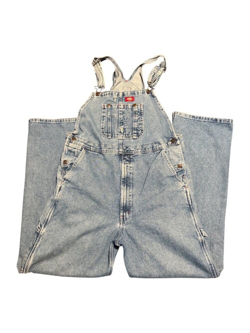 Dickies Denim Bib Overalls Mens 34x34 Blue Cotton Carpenter Workwear *Read*